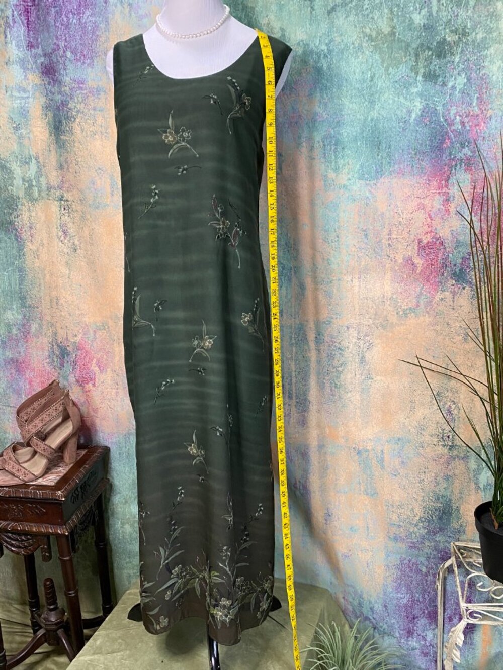 📌Unbranded Reversible Green Floral Paisley Maxi Sleeveless Boho Travel Dress - Picture 6 of 13